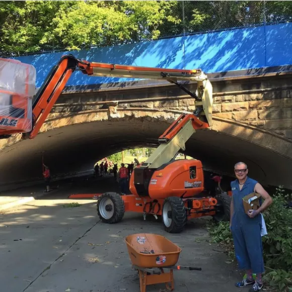 Davin Brainard's 'cloud bridge' repainted in Southwest
