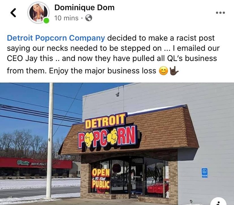 Community pops off on Detroit Popcorn Company owner after racist comments supporting police brutality (6)