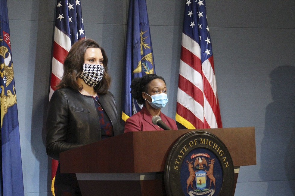 Gov. Gretchen Whitmer wears a face mask (unlike President Donald Trump). Get ready to see more of them. - State of Michigan