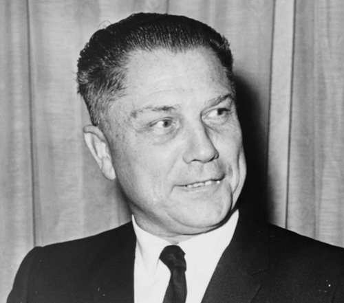 James Riddle Hoffa himself, photographed long before the Cali-style tacos from Detroit that made his name famous. - World Telegram & Sun photo by John Bottega, made available by Wikipedia Creative Commons
