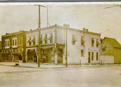 A 1920s photograph of the Milwaukee and Beubien intersection, which is now home to Kiesling and Milwaukee Caffè. - Courtesy of Carlo Liburdi and Ashley Davidson