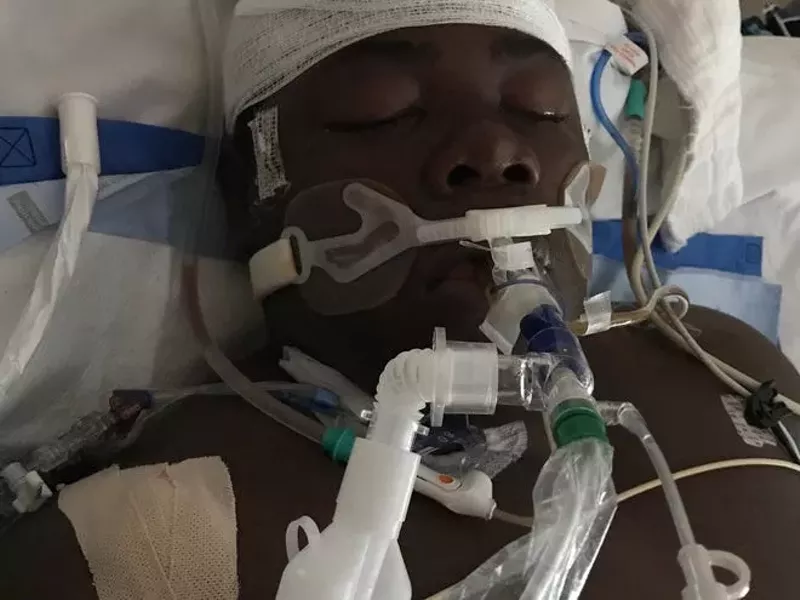 Cornelius Fredericks in the hospital before he died. - Cornelius Fredericks' family