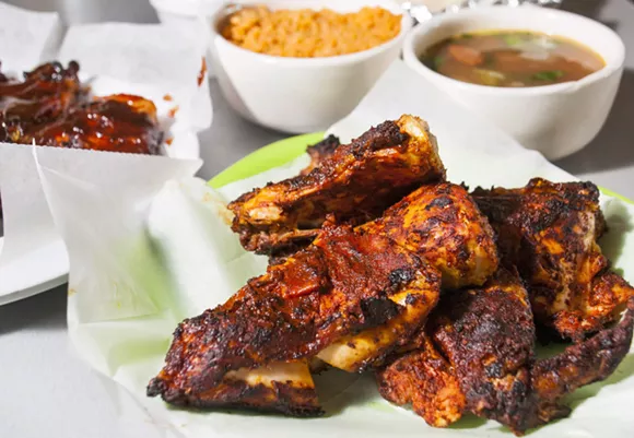 Slow-grilled chicken at Taqueria El Rey - Tom Perkins