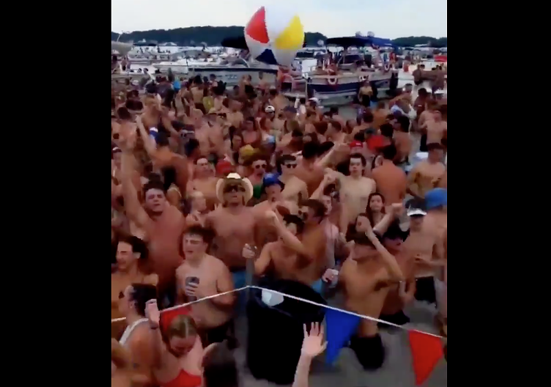 Screengrab of partiers at Diamond Lake. - Max Lewis on Twitter