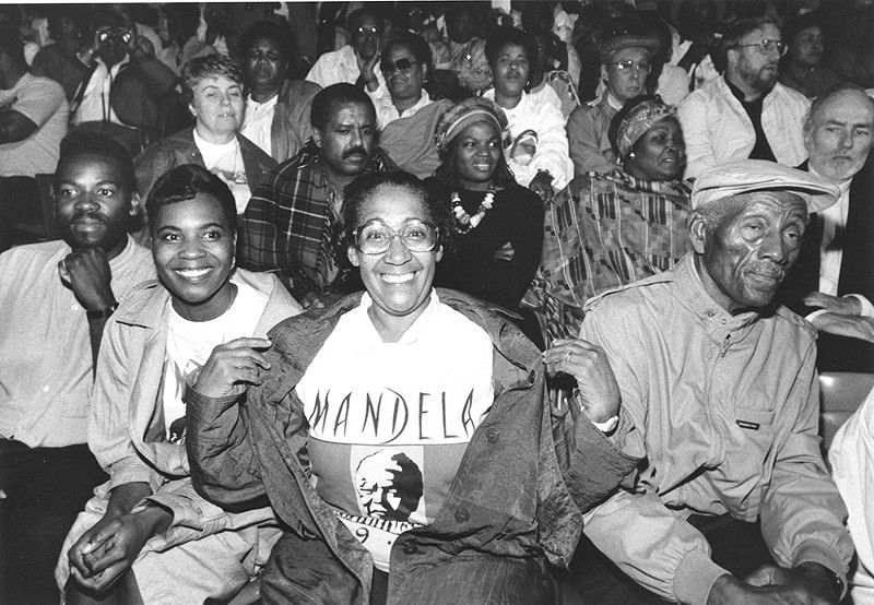 Solidarity house: Some of the 49,000 people who came to see Nelson Mandela at Tiger Stadium June 28, 1990. - Courtesy of the Walter Reuther Library