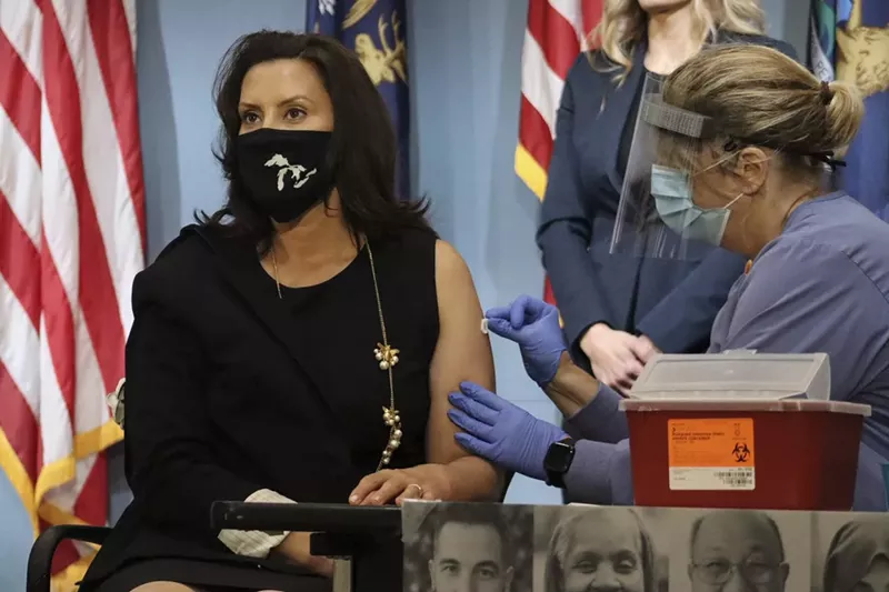 Gov. Gretchen Whitmer receives a flu shot Tuesday. - State of Michigan