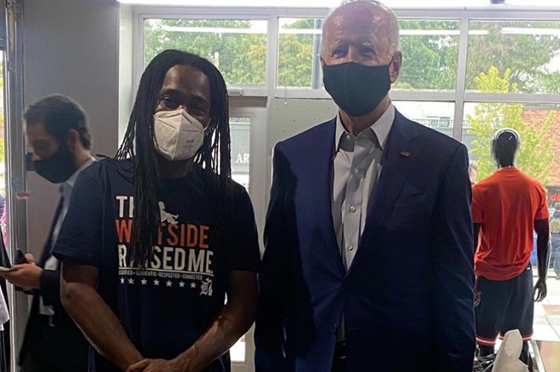 Joe Biden stopped by Detroit's Avenue of Fashion. - Instagram, @threethirteenstore