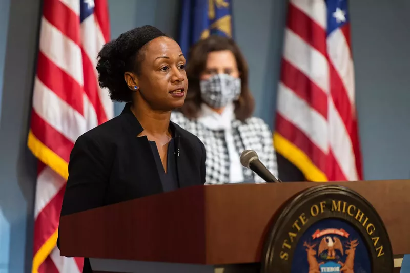 Dr. Joneigh Khaldun, the state’s chief medical executive, at a recent news conference. - State of Michigan