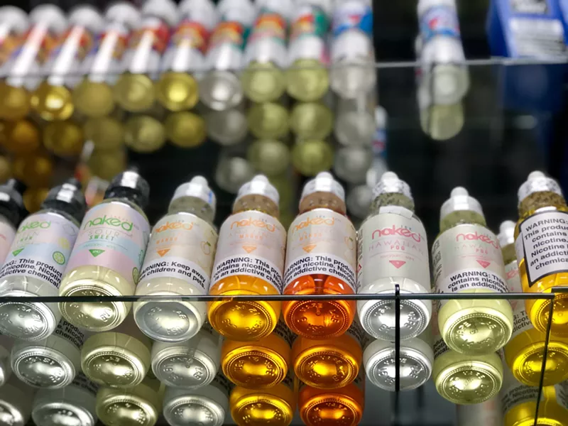 Flavored nicotine vaping liquids at Detroit Smoke & Vape in Midtown. - Steve Neavling