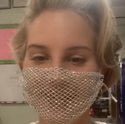 Lana Del Rey sporting a mesh face mask at a book event in October that she now claims was lined with plastic. - SCREENGRAB/INSTAGRAM