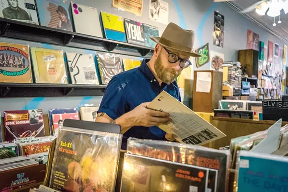 Mike Doughty in Memphis, at the fabulous Goner Records. - Courtesy photo.