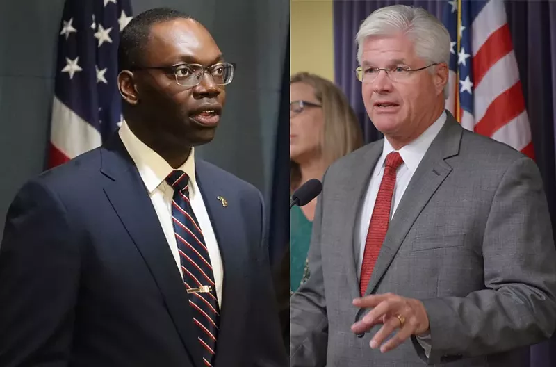 Lt. Governor Garlin Gilchrist II, left, and state Sen. Mike Shirkey. - State of Michigan/