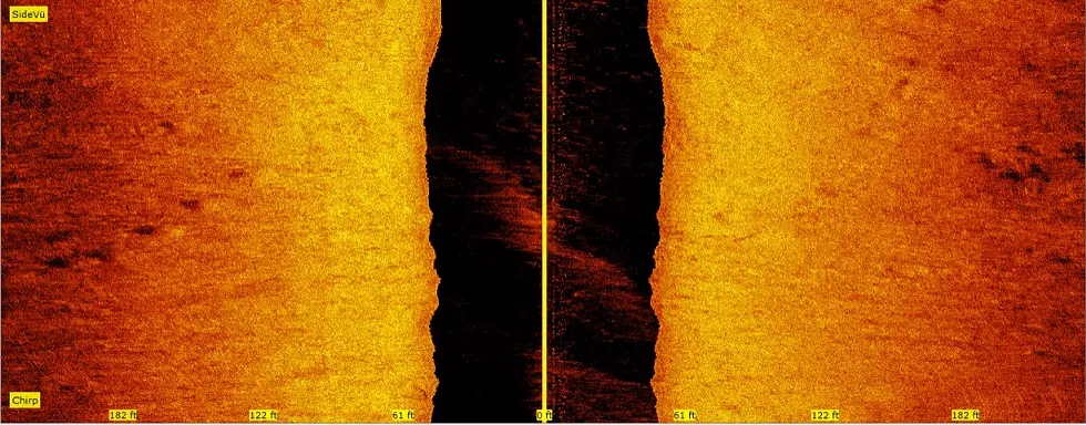 Underwater images from near the Line 5 pipeline appear to show a circle of stones (left) that could be part of a 10,000-year-old cultural site. - Courtesy photo