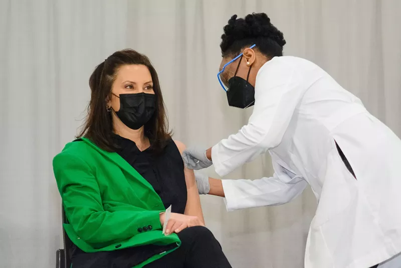Gov. Gretchen Whitmer got her second COVID-19 vaccine dose on Thursday, April 29. - State of Michigan