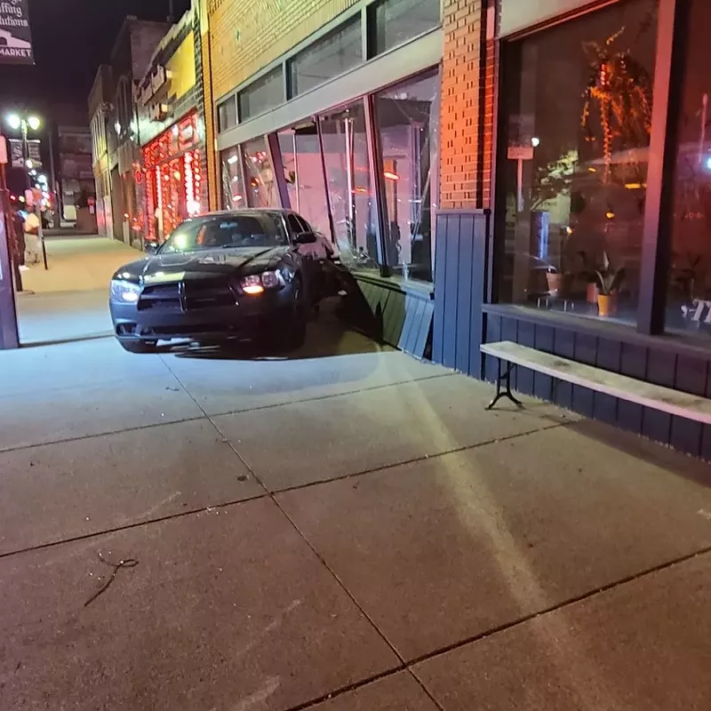 A Dodge Charger crashed into Detroit venue Trinosophes (2)