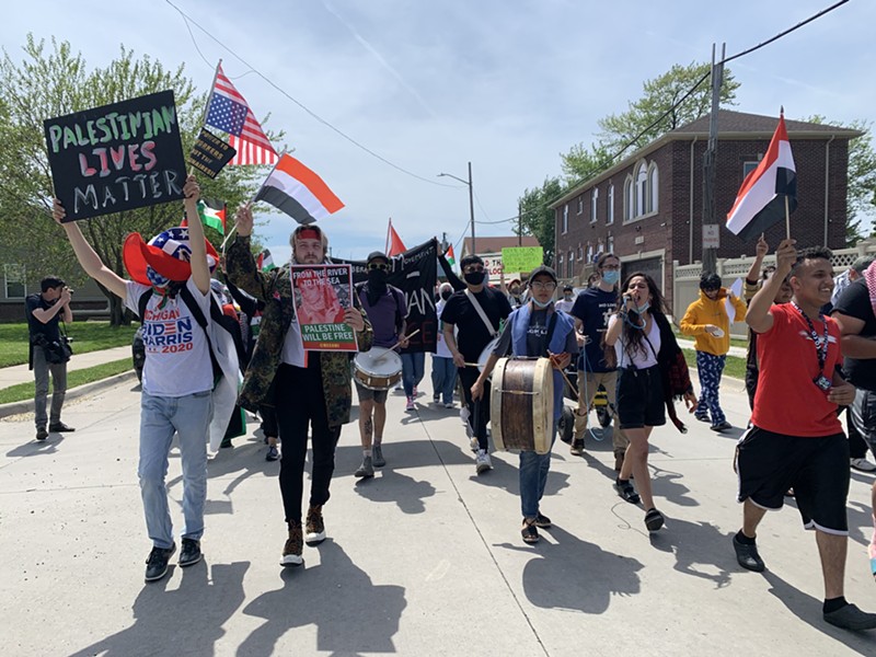 People in Dearborn march in support of Palestine. - Sean Taormina