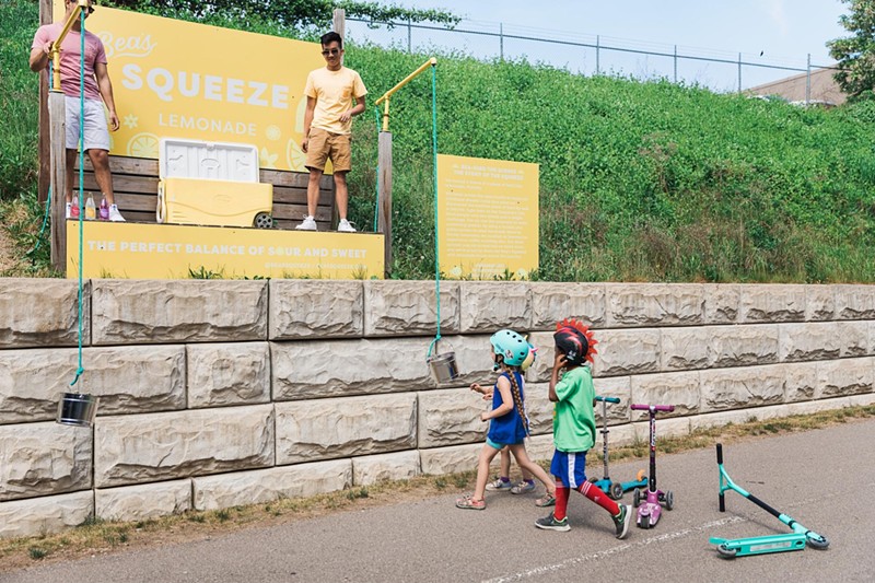 Bea's Squeeze started as a lemonade stand that uses a bucket and pulley to lower drinks to Detroit's Dequindre Cut. - Photo courtesy of Bea's Squeeze