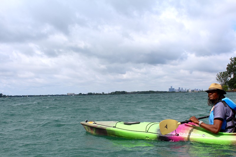 A kayaker on the Detroit River. - Shannon Stocking