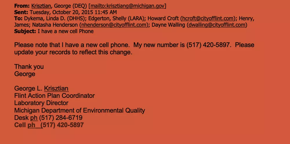George Krisztian emails colleagues on October 20, 2015, informing them he has a new cellphone and new number. - Obtained by The Intercept