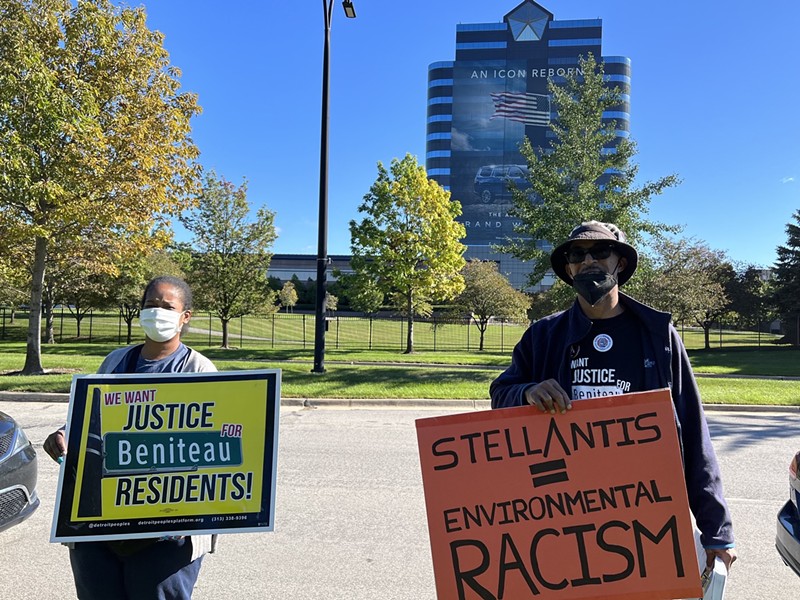 Detroiters who live near the Mack Assembly Plant tried to deliver petitions to Stellantis to demand environmental protections. - DETROIT PEOPLE’S PLATFORM