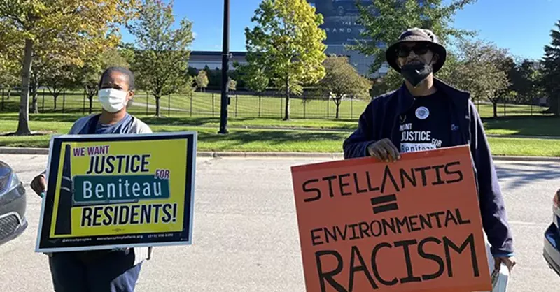 Detroiters who live near the Mack Assembly Plant tried to deliver petitions to Stellantis to demand environmental protections. - Detroit People’s Platform