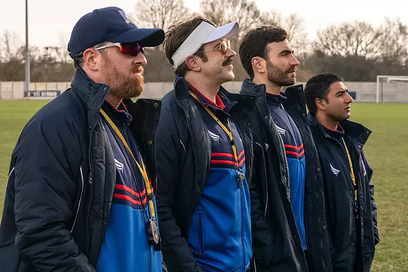 Jason Sudeikis, second from left, stars in Ted Lasso.