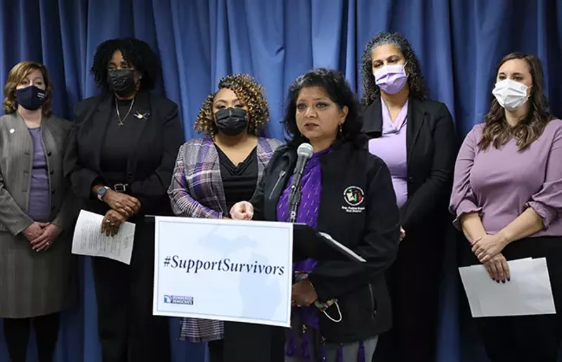 Rep. Padma Kuppa (D-Troy) and members of the House Progressive Women's Caucus. - Photo via House Democrats