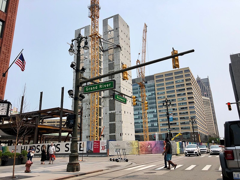 Dan Gilbert's Hudson's site project pictured earlier this year. - STEVE NEAVLING