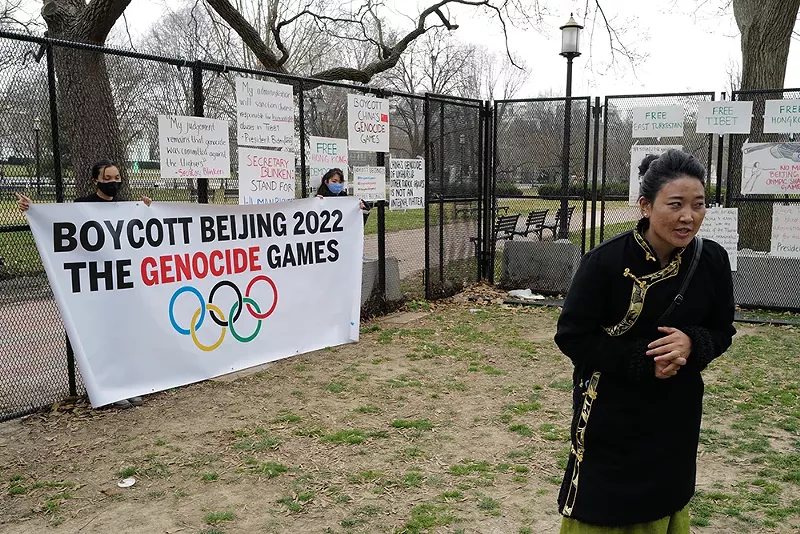 Uyghur activists at the White House protest the continuing genocide against their people in China asking the Biden administration to boycott the 2022 Olympic Games. - Phil Pasquini / Shutterstock.com