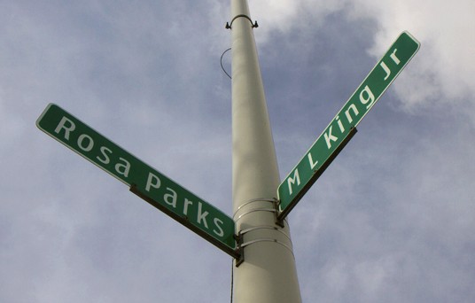 The intersection of Rosa Parks and Martin Luther King Jr.  on the west side of Detroit.  - STEVE NEAVLING