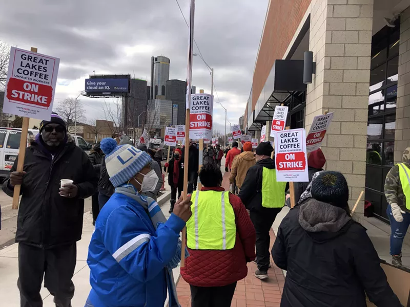 Supporters of striking Great Lakes Coffee Roasting Co. employees rallied last week in Detroit. - Steve Neavling
