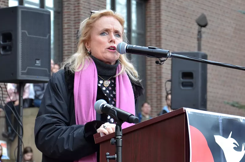 Congresswoman Debbie Dingell addresses the Women's March in Ann Arbor on January 21, 2017. - Susan Montgomery, Shutterstock