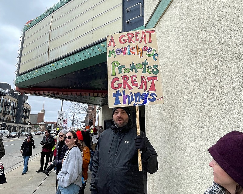 Supporters braved the cold to rally to save the Royal Oak's Main Art Theatre. - KONSTANTINA BUHALIS