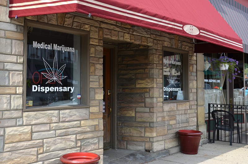 A cannabis store in Ypsilanti uses the word "dispensary" in its signage, though the term is not used by the state's Marijuana Regulatory Agency. - SHUTTERSTOCK