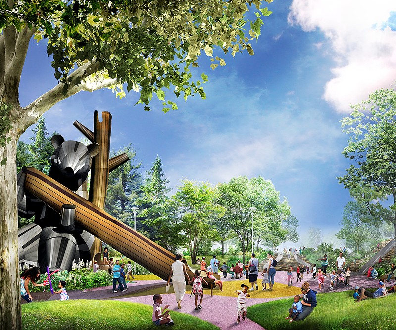 A rendering of Detroit's forthcoming Ralph C. Wilson Jr. Centennial Park. - Rendering courtesy of Lovio George