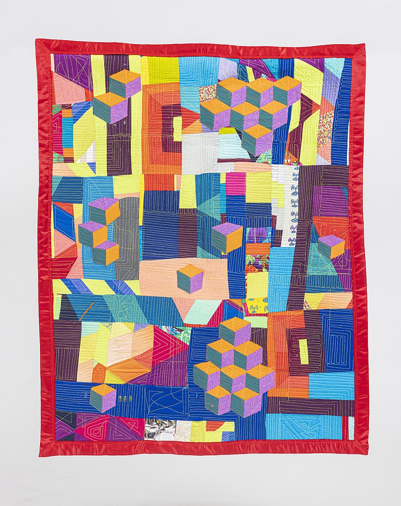 "Landscape of potential 1," Quilt, 45" x 55" 2022. You can view this work at STAMPS Gallery in Ann Arbor until July 23. - Mother Cyborg, photo by Ara Howrani