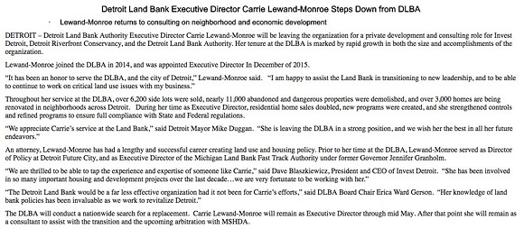 Head of Detroit Land Bank stepping down (2)