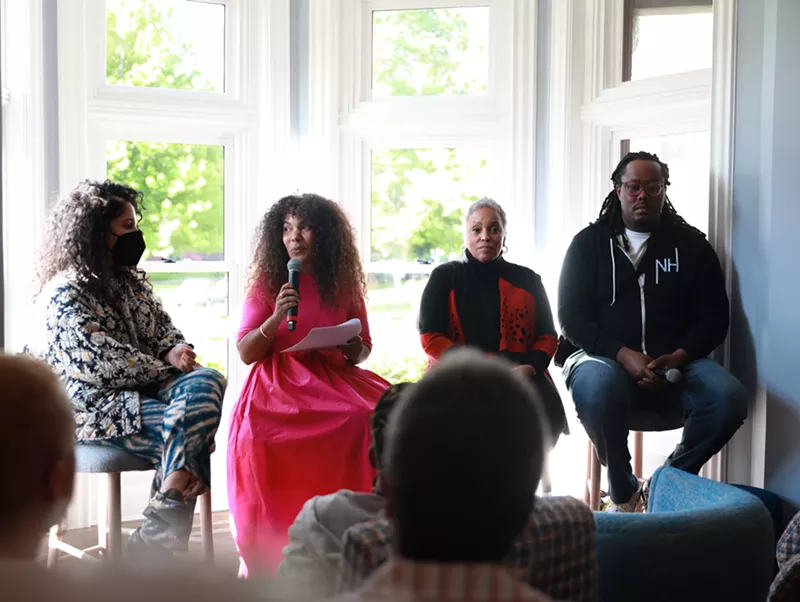 From left to right: Amna Asghar, Dejha Carrington, Judy Bowman and Darryl DeAngelo Terrell during a pre-launch for Commissioner Detroit. - BRE'ANN WHITE/ COURTESY PHOTO