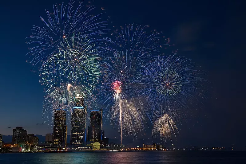 Fireworks over the Detroit River. - Shutterstock