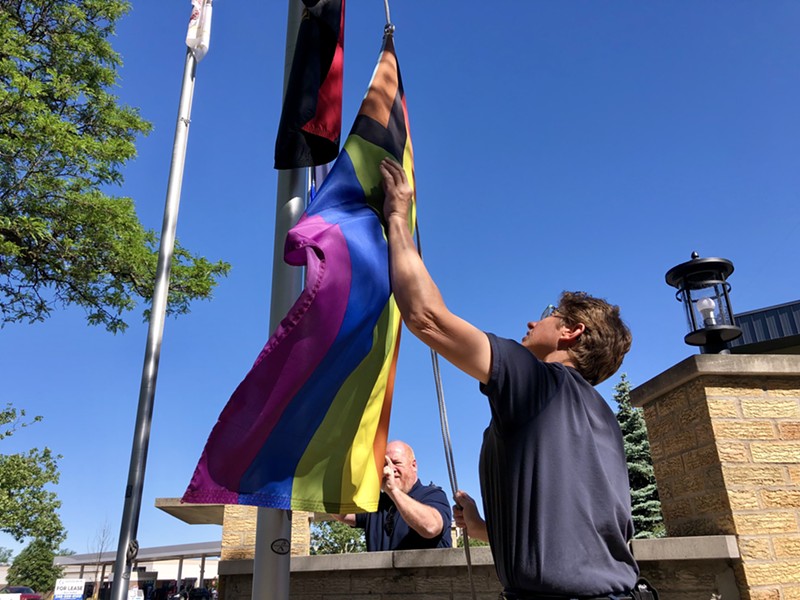 Hazel Park raises its Pride flag to celebrate LGBTQ rights in June. - Steve Neavling