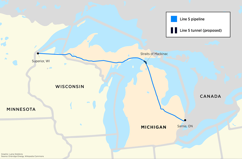 Line 5 map. - Laina G. Stebbins graphic