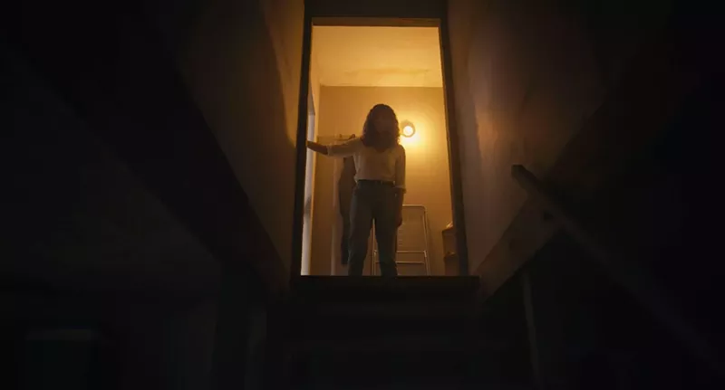 This is the moment early on in Barbarian when Tess (Georgina Campbell) could have run screaming from her Airbnb, but then the movie would only be 15 minutes long. - Photo via 20th Century Studios
