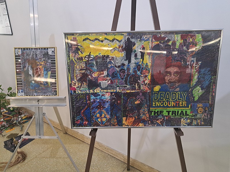 Some of Aaron Ibn Pori Pitts's visual art on display at Wayne County Community College. - Amber Ogden