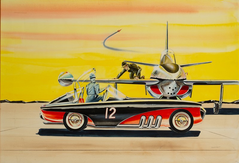 Duane Lloyd Bohnstedt (1924-2016), "Chevrolet Corvette," 1964. Watercolor on board. Detroit Institute of Arts, Gift of Robert Edwards and Julie Hyde-Edwards. - Courtesy of the Detroit Institute of Arts