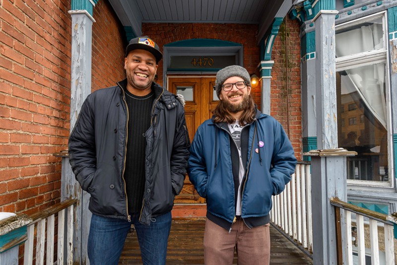 Adriel Thornton and Aaron Anderson outside the former Zoot’s. - Doug Coombe