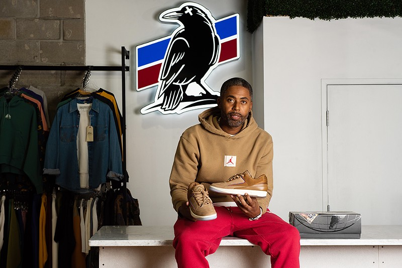 Roland Coit and his staff at sneaker boutique Two 18 were tapped to release a special Detroit edition of the Nike Air Jordan 2. - Kahn Santori Davison