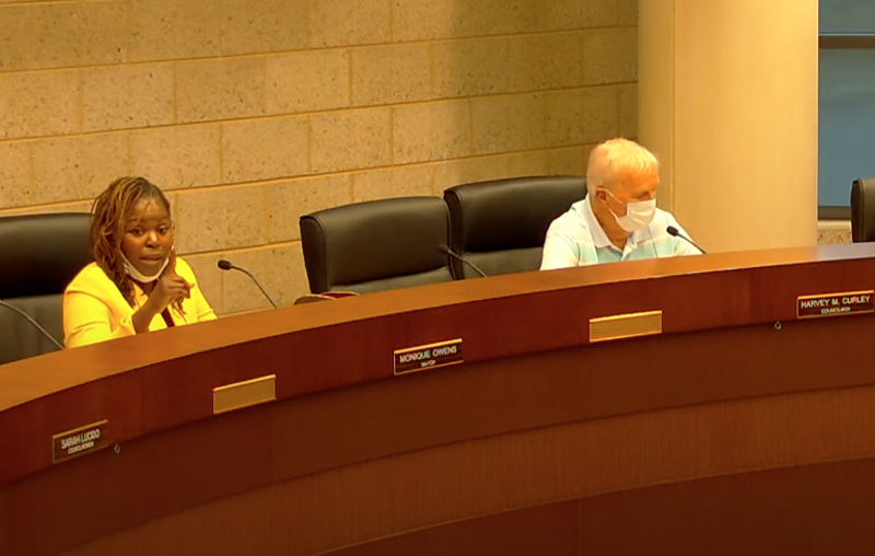 Eastpointe Mayor Monique Owens (left) berated residents during the public comment period of a public meeting. - City of Eastpointe