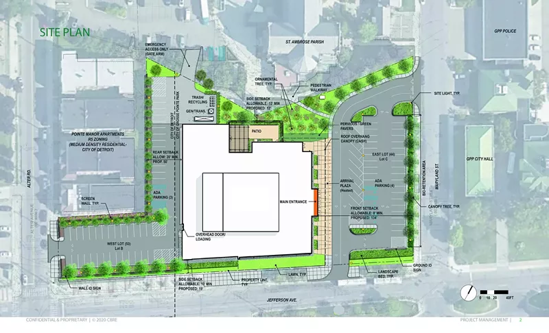A rendering of the parking lot and A. Paul and Carol C. Schaap Center for the Performing Arts. - Raymond Cekauskas Architecture LLC/Smith Group