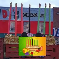 Years before downtown Detroit got a full-scale kinara, Mama Nandi's Knowledge Cafe celebrated with its own DIY. - Instagram, @mamaayi1