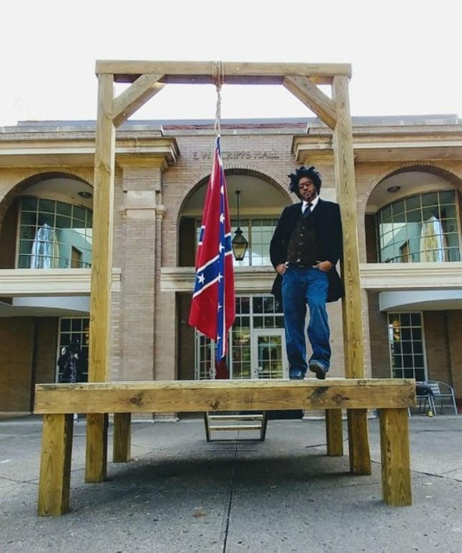 John Sims’s Confederate flag work drew both acclaim and outrage. - Courtesy photo